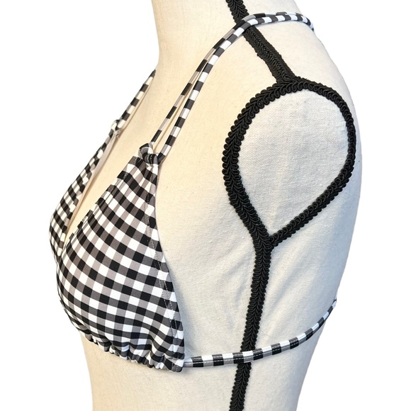 NWOT Abercrombie & Fitch Black White Gingham Racerback Triangle Bikini Top Small - Picture 4 of 9